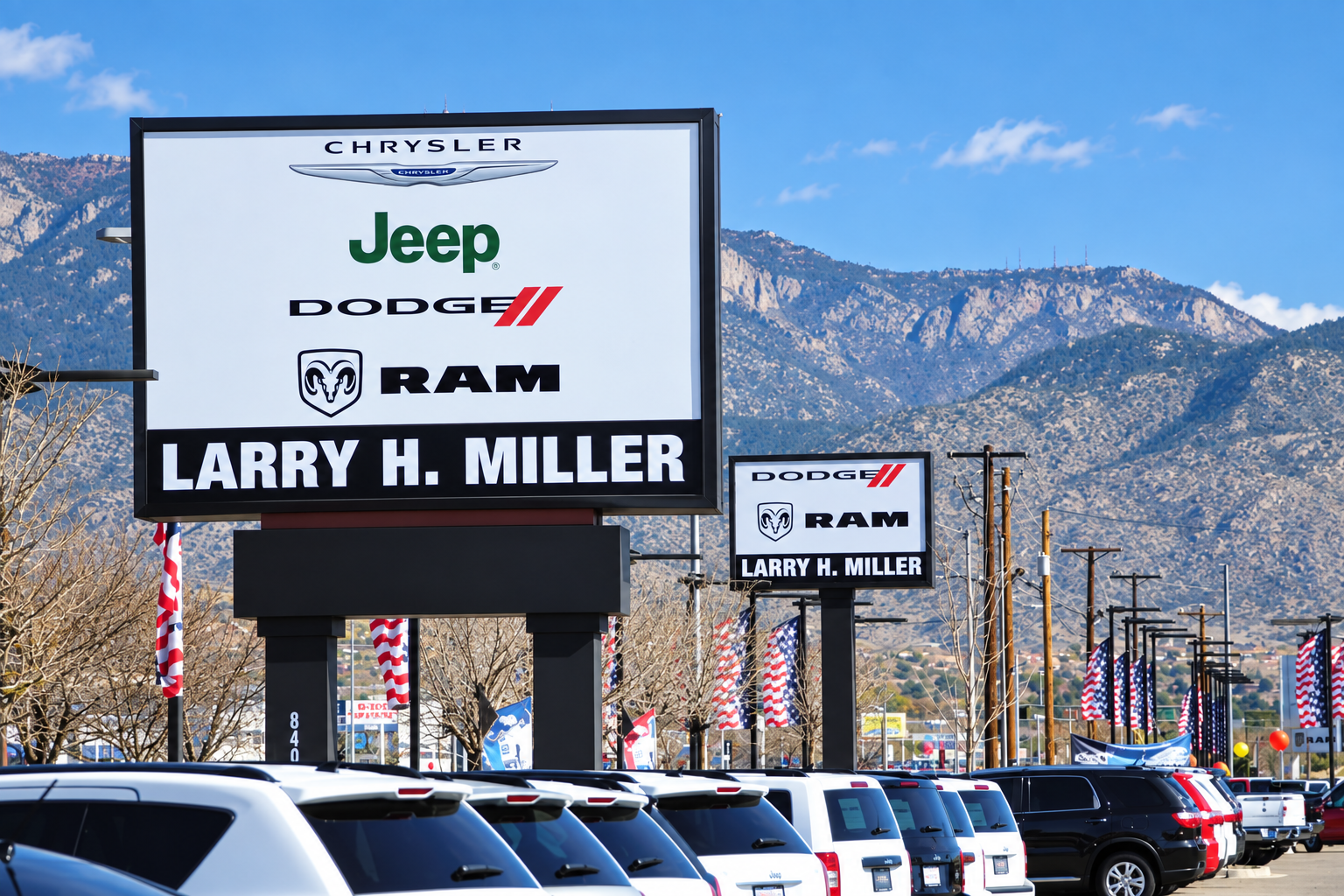 Freestanding Chrysler Jeep Dodge Ram dealership signage